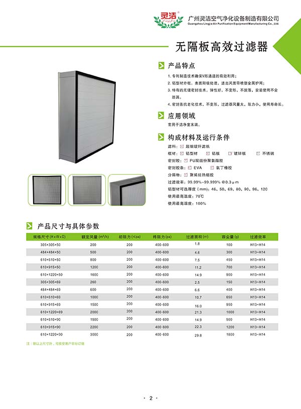 嵌入式無隔板高效過濾器的詳細(xì)資料