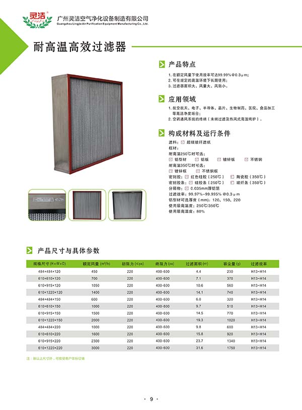 250~260度耐高溫高效過(guò)濾器